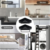 Doucheplank zonder boren mat afwerking doucherek hoek badkamer rek roestvrij staal 2 stuks, douchemand met vier haken met handdoekhouder, shampoohouder voor douche, badkamerorganizer, zwart