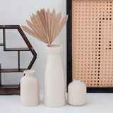 Zwarte keramische vazenset van 3 kleine bloemenvazen voor decoratie, moderne rustieke boerderij huisdecoratie, decoratieve vazen voor pampasgras-ideeënplank (Beige)