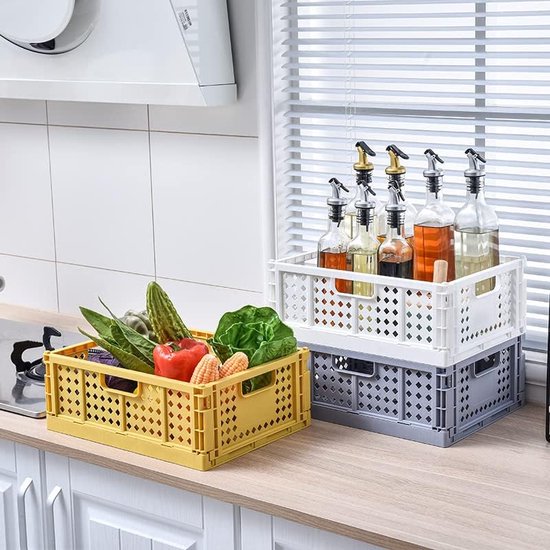 Klapdoos, 6 stuks klapkisten, opbergmanden, draagbare opbergdozen, kleurrijke opbergdoos, geschikt voor keuken, badkamer, kantoor, slaapkamer, klaslokaal (15 x 10 x 5,8 cm)