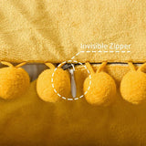 Fluwelen kussenslopen met pompons, effen, decoratief, hoofdkussen, zitkussen, voor de bank, slaapkamer, kantoor, auto