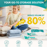 Pak met 24 vacuümzakken voor kleding op reis/dekbedden vacuümopbergzakken (4 jumbo 100 x 80 cm / 4 grote 80 x 60 cm / 8 middelgrote 70 x 50 cm / 8 kleine 60 x 40 cm) ruimtebesparende vacuümopslag voor kleding