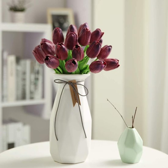 Kunsttulpen van latexmateriaal dat echt aanvoelt, voor bruiloft, kamer, huis, hotel, als feestdecoratie en doe-het-zelf-decoratie, 10 stuks