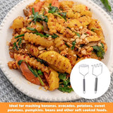 2 stuks aardappelstamper, roestvrijstalen aardappelstamper, keukenaardappelstamper, groentestamper, aardappelpers, voedselstamper, keukenhulp voor aardappelpuree, groenten en fruit