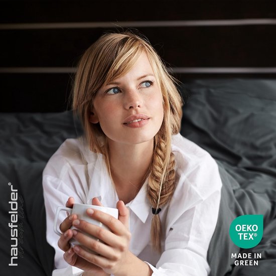 Beddengoed 135 x 200 cm, antraciet, dekbedovertrek 135 x 200 cm en kussen 80 x 80, superzacht, Öko-Tex made in Green