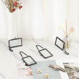 Set van 4 mini-rechthoekige fotolijsten van metaal en glas, hangende glazen fotolijst, geometrisch ornament, plantenmonsterclip, voor geperste bloemenfoto's, zwart
