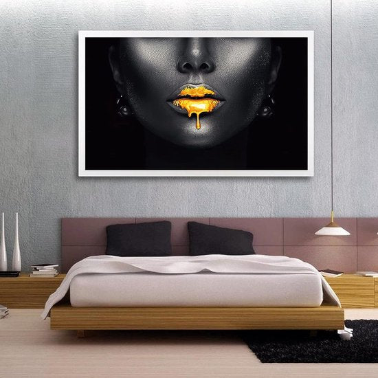 Afbeeldingen goede zwarte vrouwen lippen, de bewegwijzering fleece canvas kunstprint moderne wandafbeeldingen wanddecoratie ontwerp de foto - sexy abstract, canvas foto's grote woonkamer.Frameloos