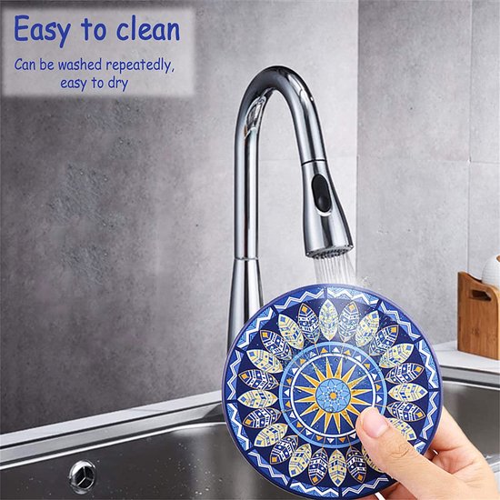 8 stuks onderzetters met houder, glazen absorberende keramiek, decoratieve onderzetters voor kopjes, vazen, glas, kaarsen, unique verjaardags- housewarming gifts