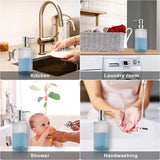 Set van 3 glazen zeepdispensers, handzeepdispenser, lotion vloeibare zeepdispenser voor keuken, badkamer, werkblad, onder de wasruimte, transparant