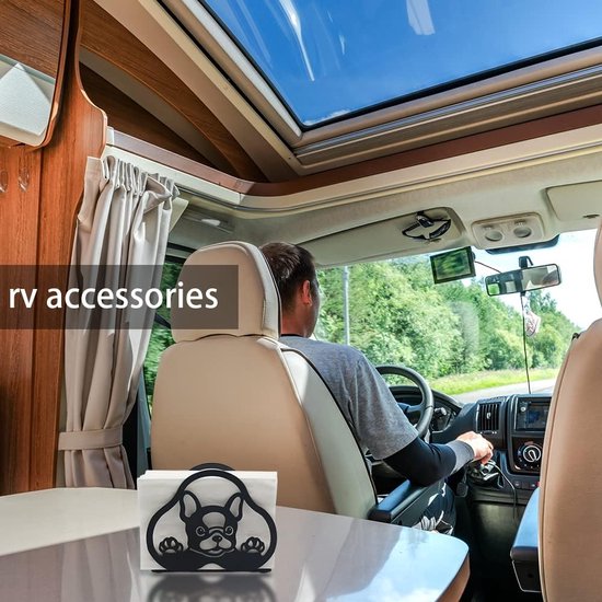 Leuke servethouder voor tafel, kantoor, keuken en thuis (Bulldog, metaal, zwart)