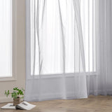 Gordijnen met plooiband, voile, gordijnen voor woonkamer, transparante gordijnen, slaapkamer, moderne vitrage, set van 2, 140 x 245 cm (b x h), grijs