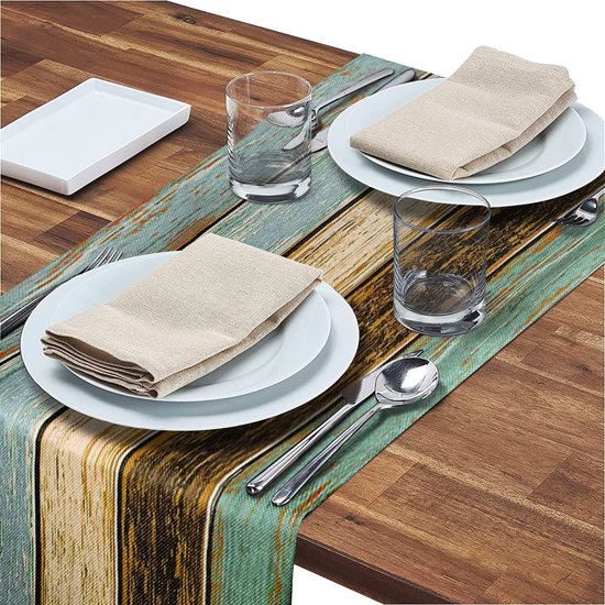 tafelloper groen tafelloper modern woonkamer placemats antiek oud rustiek hout tafelloper blauw bruin tafelmatten loper voor eettafel feest bruiloft winter cadeau tafelloper linnen 40 x 140 cm