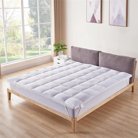 Ultra Soft Matrastopper, anti-slip down alternatief matras pad, luxe 3D-massage bubbels afdekking, 150 x 200 cm