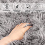 Imitatie lamsvacht schapenvacht tapijt, art bont in superzachte lamsvacht imitatie, wollen tapijt, langharige vachtlook, wil bedkleed, bankmat (60 x 90 cm, grijs)