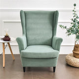 2-delige hoes voor oorfauteuils, fauteuils, fauteuils, effen, jacquard, verdikt, beschermhoes, overtrek, fauteuilhoes, strandmon tijger, stoelhoes met armleuning, hoge rugleuning (matcha-groen)