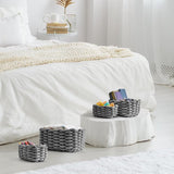 Set of 4 Storage Baskets Braided Cotton Rope - Basket Storage Braided - Stackable Storage Basket for Children's Room Living Room Bathroom, Grey