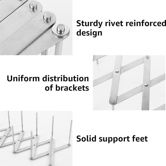 Set van 4 verstelbare potdekselhouders, roestvrijstalen dekselhouder, bordenhouder, multifunctionele spareribhouder, bordenstandaard voor keukengrill, 9 cm - 84 cm, in lengte verstelbaar