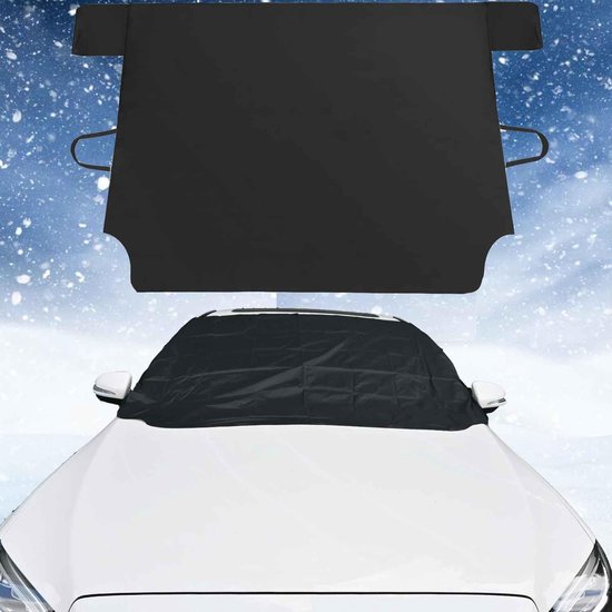 Voorruitafdekking winter, ijsbescherming auto voorruit cover auto 6 magneet dekzeil tegen sneeuw, vorst, ijs, uv-straling en stof (145 x 125 cm)