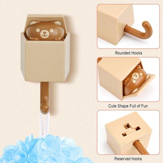 4 stuks waterdichte dierenhaken, zelfklevende handdoekhaken, kinderkledinghaken, handdoekhaken, waterdichte haak voor handdoek, sleutels, tassen, hoeden