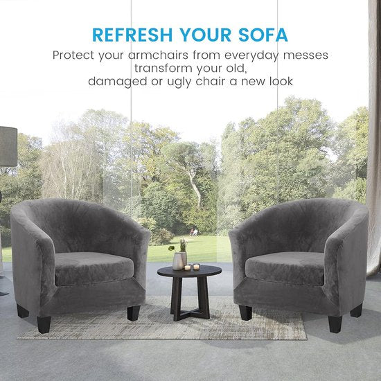 Fauteuilbeschermer, fauteuilhoes, fauteuilspreien, uittrekbare elastische fauteuil, velours fauteuilhoes met armleuningen voor caféstoel, clubstoel, loungestoel, cocktailstoel