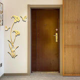 Muurtattoo bloem 3D DIY spiegel muursticker voor woonkamer muursticker voor slaapkamer wanddecoratie voor bank achtergrond TV muur achtergrond (59 x 31 inch, goud)