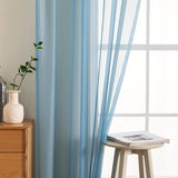 Voile-gordijn, transparant gordijn van voile, eenkleurig, met oogjes voor stang, luchtig deco-gordijn voor slaapkamer en woonkamer, set van 2, 175 x 140 cm (h x b), grijs blauw