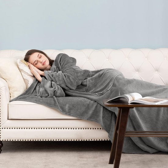 Knuffeldeken met mouwen en voetenzak, fleece, microvezel, zachte fleecedeken, dagdeken, tv-deken om aan te trekken, cadeau voor vriendin moeder