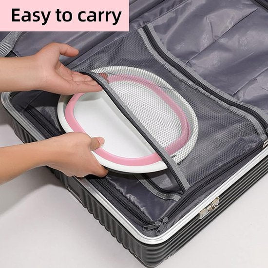 opvouwbare spoelbak, rond, 9 l, opvouwbare kuip, multifunctionele opvouwbare wasmand, campingkom, wasbak met handgrepen voor reizen, camping, badkamer en keuken (31 cm, roze)