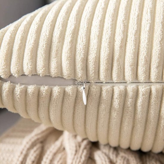 MIULEE Set van 2 kussenslopen, corduroy, decoratieve kussensloop, bankkussen, sierkussenhoes met verborgen ritssluiting, 45 x 45 cm, beige