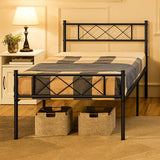 Modern metalen bedframe met lattenbodem, tweepersoonsbedframe met hoofdeinde, logeerbed voor slaapkamer en logeerkamer, 90 x 200 cm, zwart