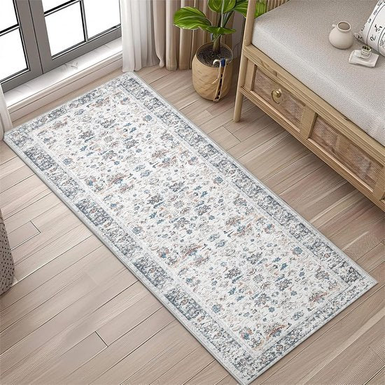 Vloerkleed gebloemd grijs