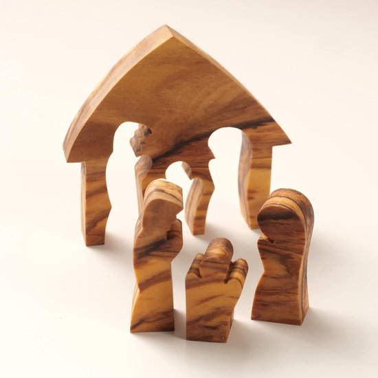 Olijfhout Kerstdecoratie Kerststal Puzzel Tafeldecoratie van 6,50 x 6 cm Olive wood Christmas decoration Nativity Puzzle Table decoration of 6.50 x 6 cm