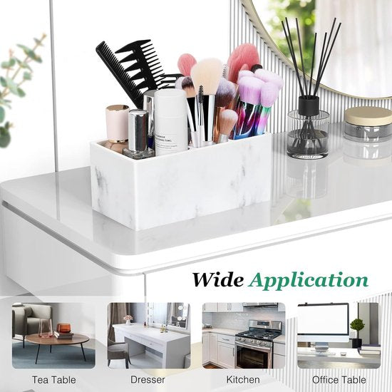 Tandenborstelhouder van hars, 5 tandenborstelvakken, handgemaakte tandenborstelstandaard voor elektrische tandenborstel, tandpasta, grind wit