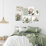 Muurschildingen groene bladeren - complete klaar om op te hangen - Boho beige woonkamer slaapkamer - 7 moderne sfeerafbeeldingen