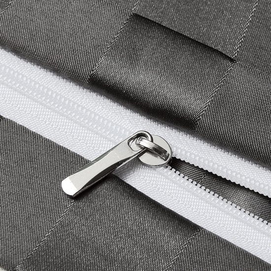 Satijn beddengoed 200 x 200 cm grijs - zijdeglans gestreept beddengoed set 3-delig hoogwaardig luxe dekbedovertrek met verborgen ritssluiting en 2 kussenslopen 80 x 80 cm, grijs