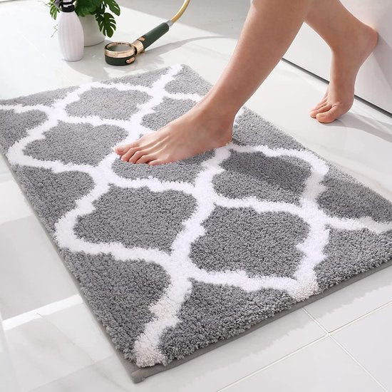 Homaxy Antislip badmat, badkamertapijt, wasbaar, hoogpolig, badmat, wollige microvezel, 50 x 80 cm, grijs