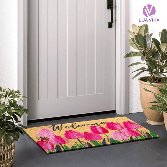 kokosnoot deurmat, buiten- en binnendeurmat, voordeurmat, buiten- en binnendeurmat, buitendeurmat, vuilvangmat voor binnen, kokosmat deurmat 40x70x1,5 cm