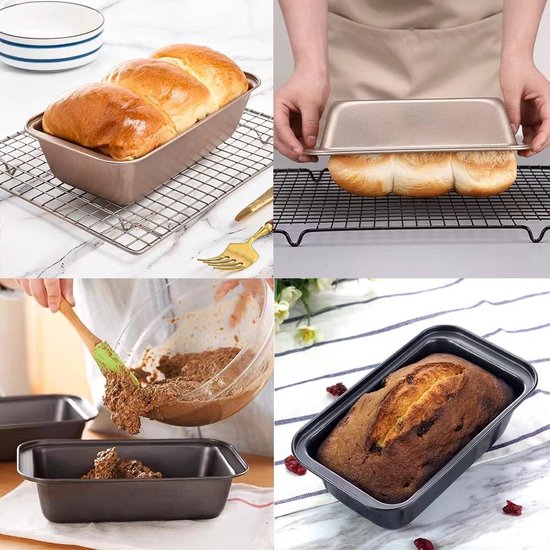 Pan Loaf Tin voor het bakken, non-stick carbon staal baking brood toast mal loaf baking pan set (29,5 x 13 cm - grijs 4 stuks)