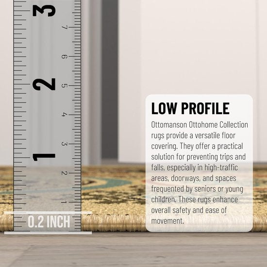 Modern ontwerp vloerkleed met rubberen achterkant 100 x 150 cm beige.