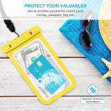 Waterdichte tas heuptas beschermhoes met waterdichte mobiele telefoonhoes, universele strandtas met mobiele telefoonzak, waterdicht voor watersport, strand, zwemmen, varen (geel)