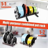 Pannendekselhouder, pannenhouder voor lade, opslag met 8 verstelbare vakken, dekselhouder lade, pannenhouder voor keuken, organizer, zwart