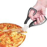 Pizzaschaar, pizzasnijder met scherp roestvrijstalen lemmet van levensmiddelenkwaliteit en handgreep met zachte handgreep, multifunctionele keukenschaar, 27 cm, zwart/grijs