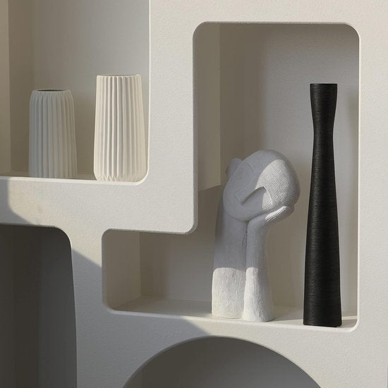 Cutfouwe Vaas, zwart, 50 cm hoog, vloervaas, modern, grote keramische vaas voor pampasgras