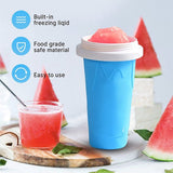 Slush beker siliconen knijpbeker slush ijsbeker om te kneden bevroren maker smoothie beker zomer slush cup met rietje lepel voor lekkere slush ijs (geel)