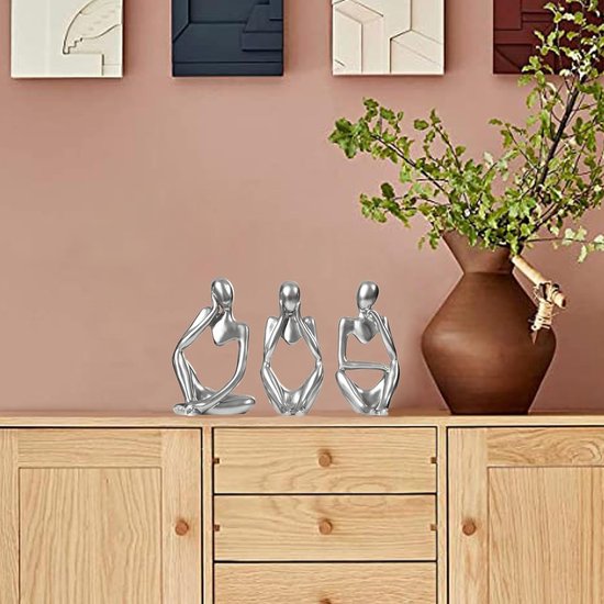 3 stuks denker beelddecoratie abstract standbeeld hars sculptuur figuren denker decoratie woonkamer boekenkast slaapkamer kantoor