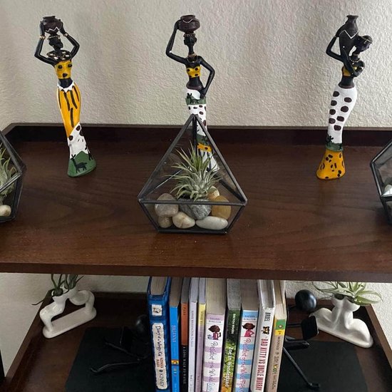 Pak van 3 Afrikaanse sculptuur, Afrikaanse decoratieve vrouwelijke figuur meisje figuur standbeeld decor huis decoratieve zwarte figuren creatieve ambachtelijke poppen ornamenten