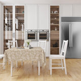 eettafelkleed, vierkant, afmetingen 145 x 145 cm, beige bloemenpatroon, chambray-katoen, voor middentafel, familiebijeenkomsten, feesten, feestdagen, wasbaar en herbruikbaar