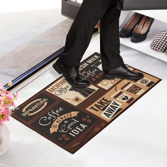 Set van 2 antislip keukenmatten en vloerkleden, wasbare rubberen mat, deurmatloper, microvezeltapijtset