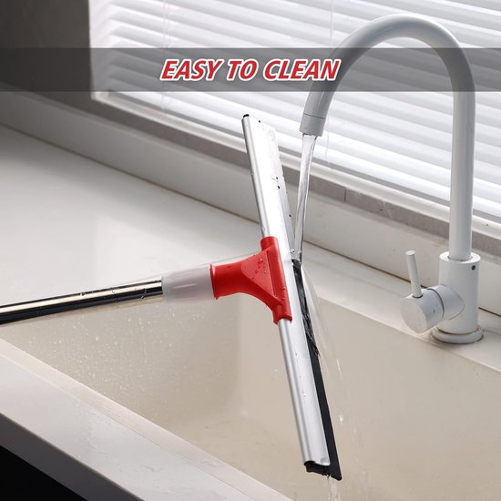 43 cm waterwisser/vloermop met verlengde steel (147 cm), rubberen wisser voor natte vloeren, hoge prestaties, waterwisser voor binnen en buiten gebruik garage douche badkamer tuin keuken