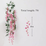 2 stuks 7FT kunstmatige blauweregen wijnstok slinger nep bloem blauweregen slingers voor binnen buiten bruiloft muur badkamer decoratie (magenta)