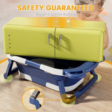 Opvouwbaar babybadje, stabiel babybadje voor pasgeborenen met badinzet baby, babybadborstel en douchekap kinderen, babybadje met afvoergat voor 0-24 maanden (blauw)